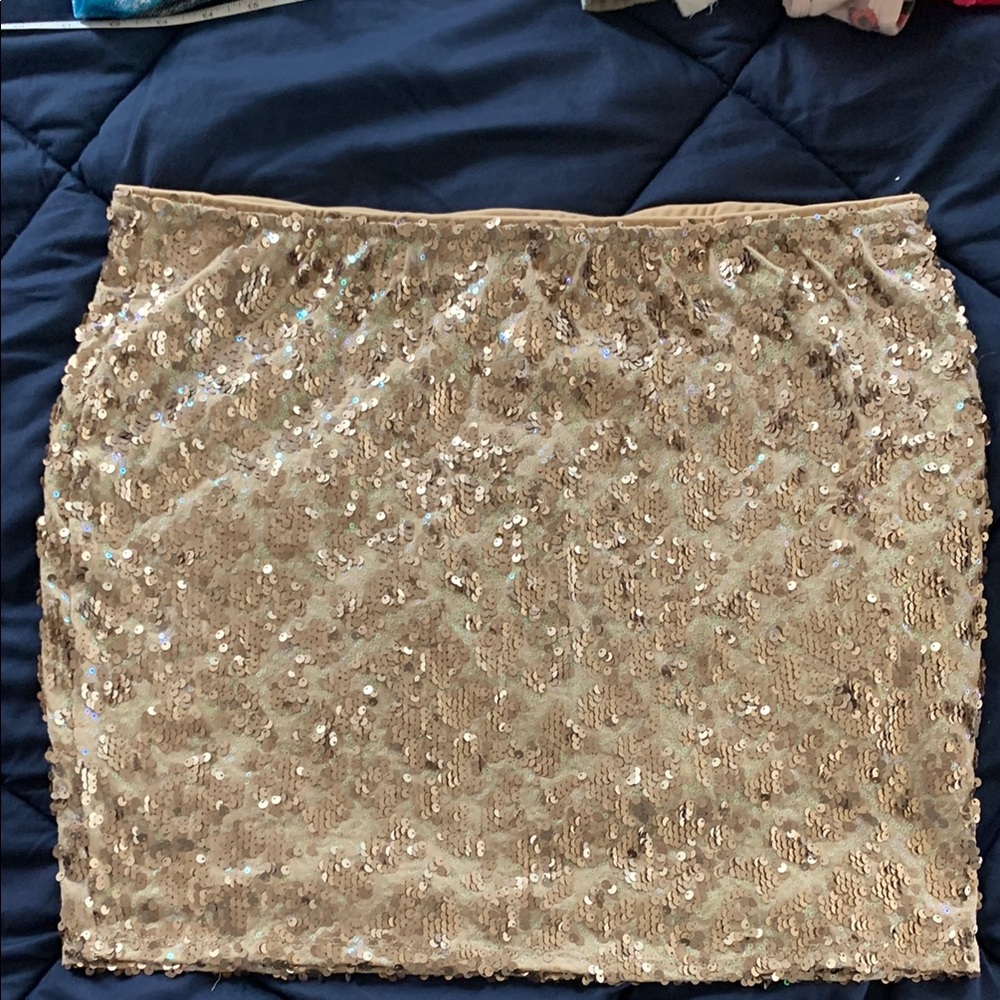Gold Sequin Mini Pencil Skirt for Cocktail